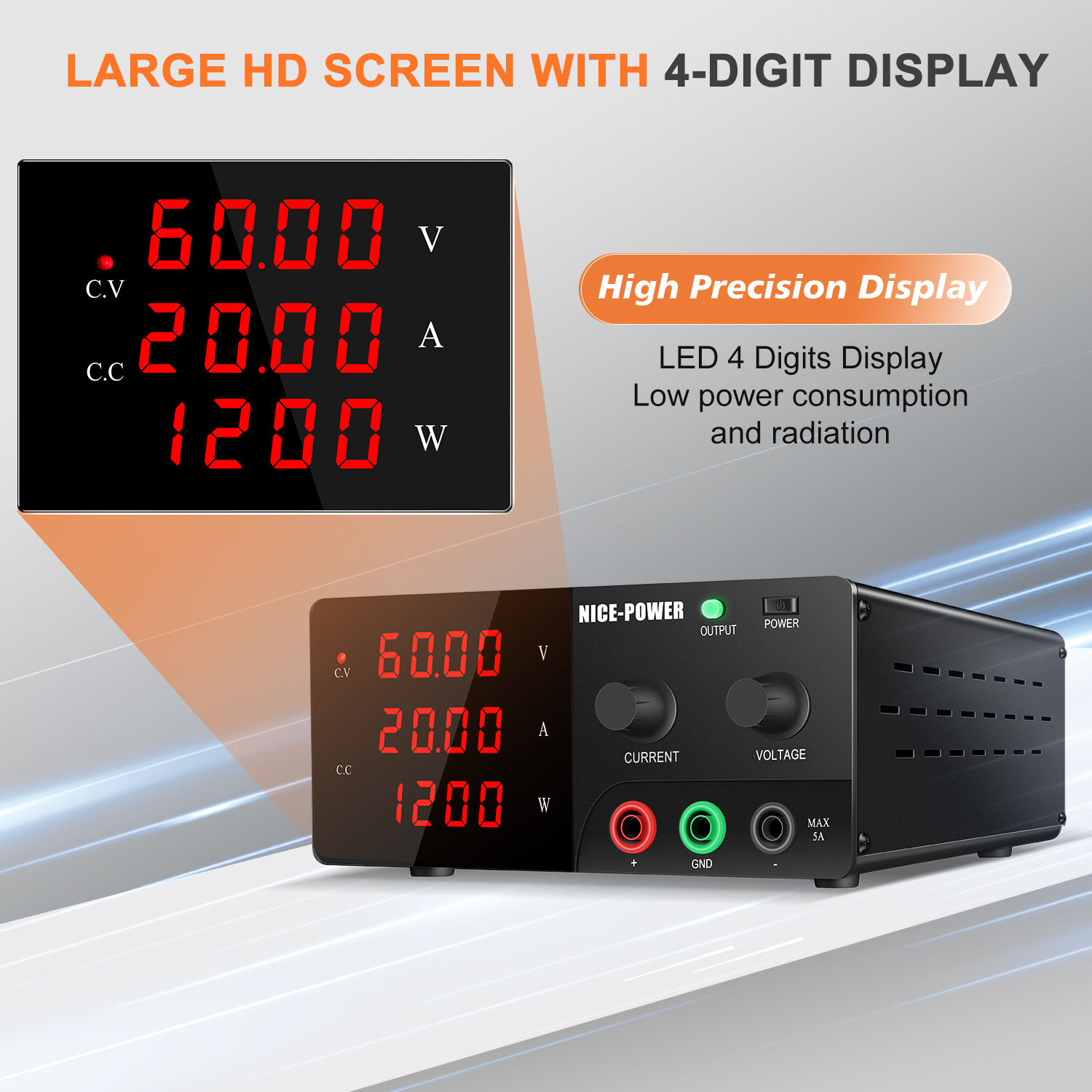 NICE-POWER 60V 20A Catu Daya M - High Power 60V 20A Bench Power Supply ulasan dan harga